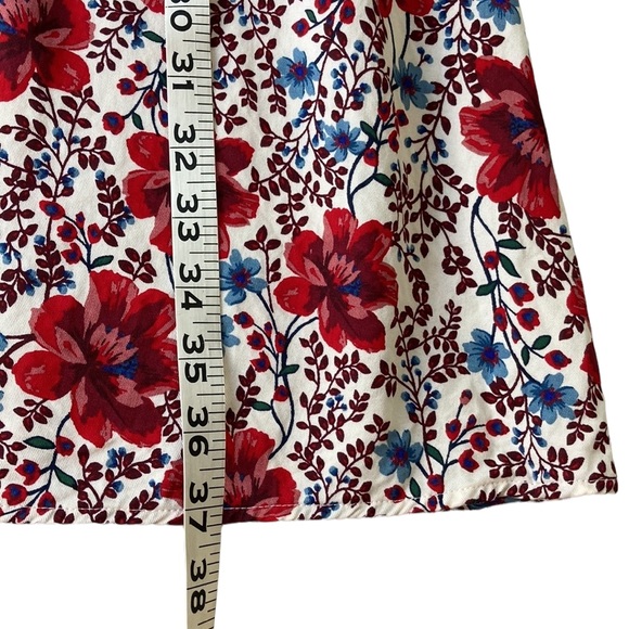 Cream and Red Floral V Neck Long Sleeve Dress - Picture 11 of 14